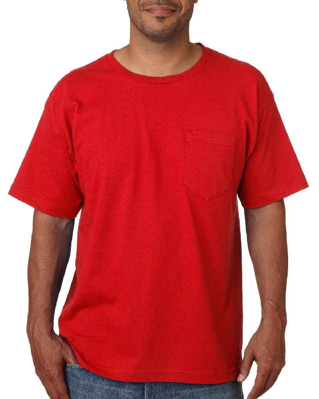 Bargain Alert Bayside USA Made Short Sleeve Pocket T-Shirt | Red