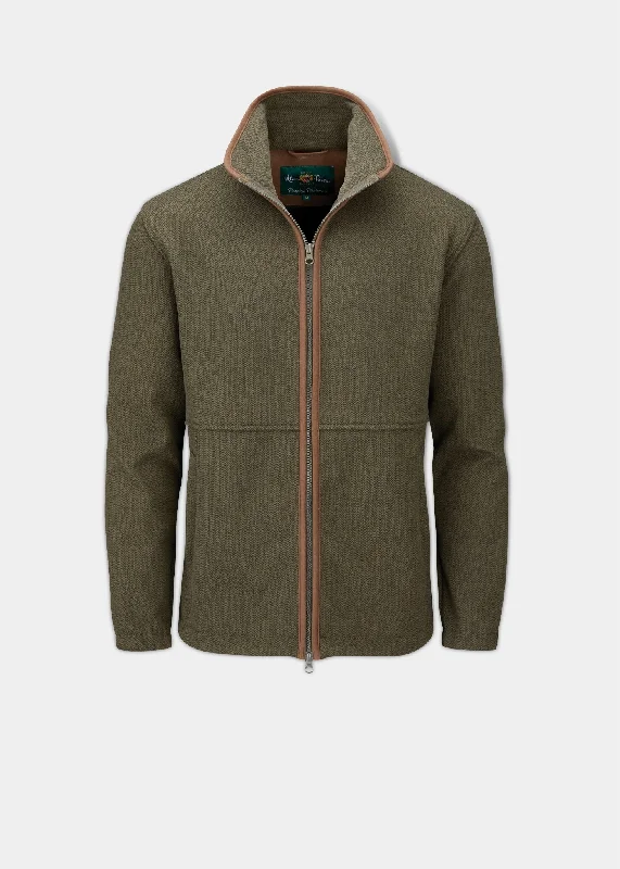 Special Savings Aylsham Men's Fleece Jacket In Green Herringbone - Regular Fit