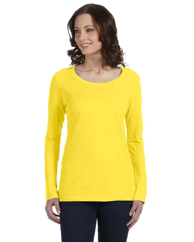 Stock Clearance Anvil Ladies Sheer Long Sleeve Scoop Neck T-Shirt | Lemon Zest