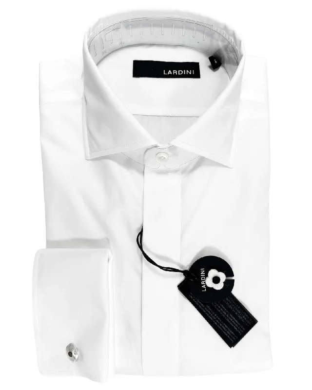 Super Deal Lardini Tuxedo Shirt White French Cuffs 39 - 15 1/2 Sartorial Quality