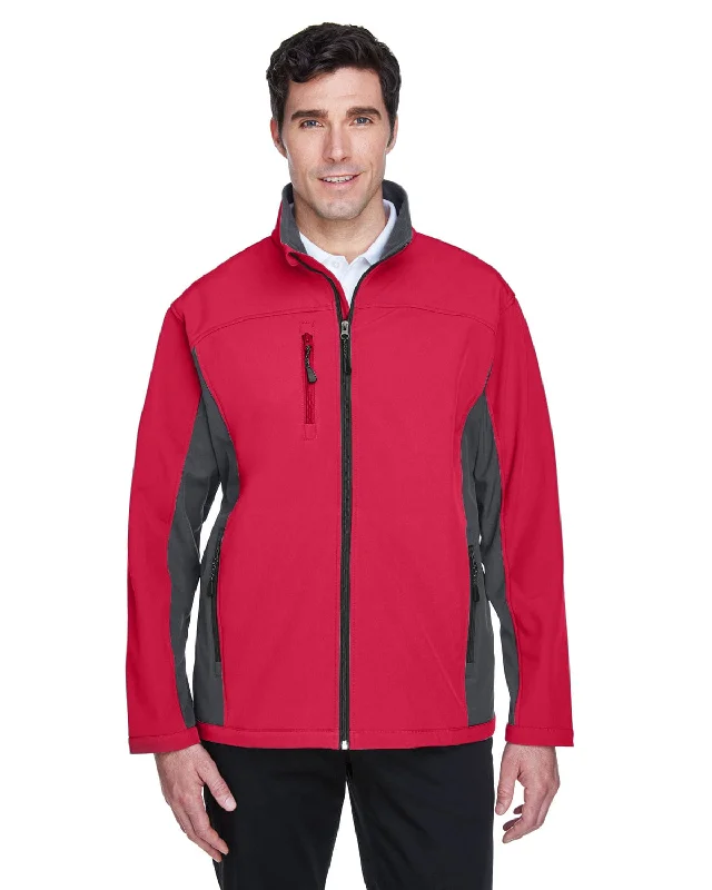 Weekend Savings Fiesta Devon & Jones Mens Soft Shell Colorblock Jacket | Red/ Dk Charcoal