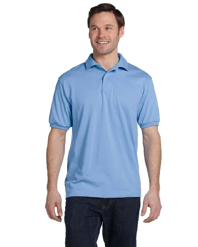 Steals and Deals Hanes Jersey Knit Polo Shirt | Light Blue