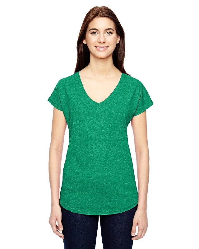 Mega Sale Anvil Ladies Triblend V-Neck T-Shirt | Heather Green