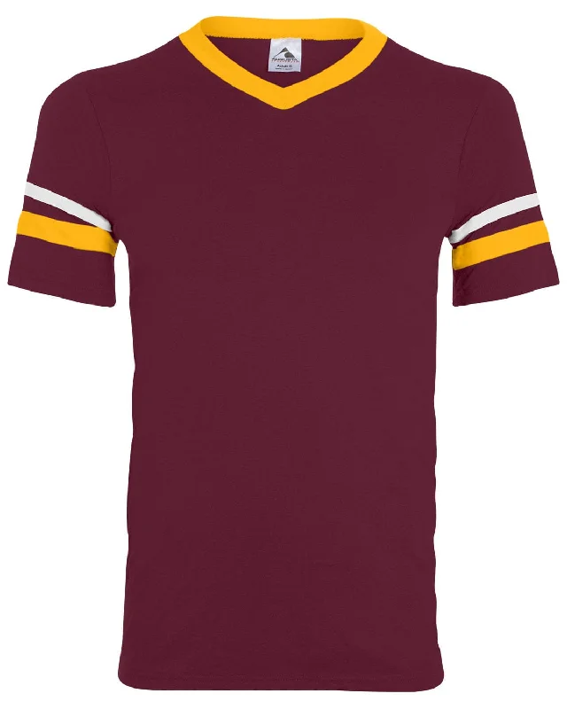 Now or Never Augusta Sleeve Striped Jersey | Maroon/ Gld/ Wht