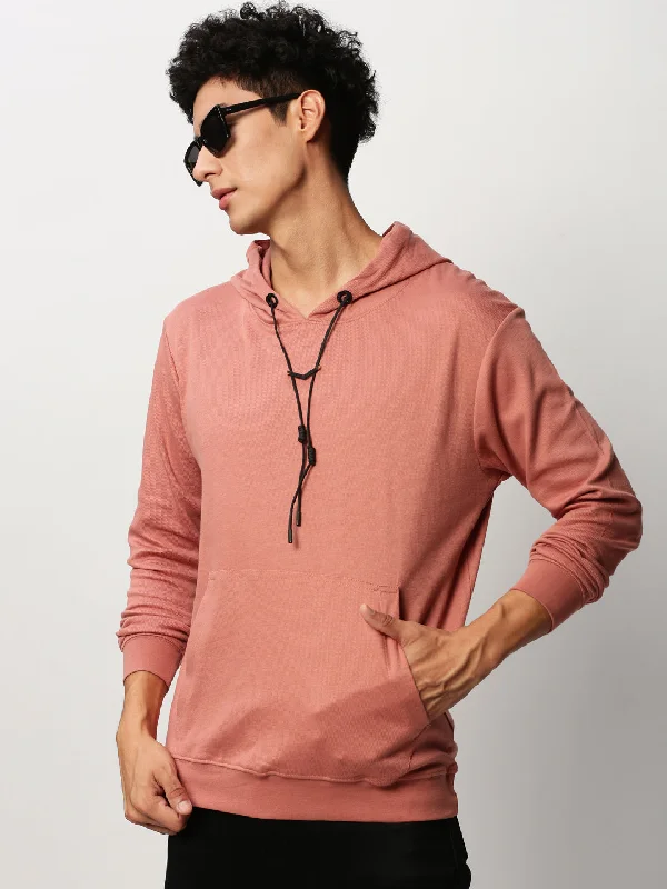 Friends and Family Sale Men Peach Solid Casual Sweatshirts