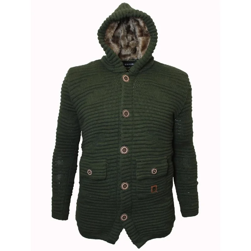 Deal Alert M4036 Ribbed Knit with Fur Lining - Olive