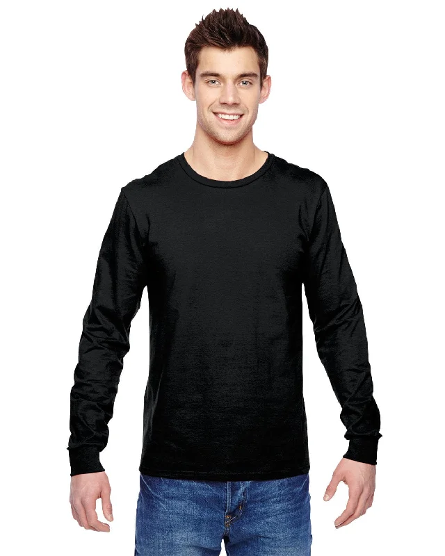 Final Clearance Fruit of the Loom 100% Sofspun Cotton Long Sleeve T-Shirt | Black