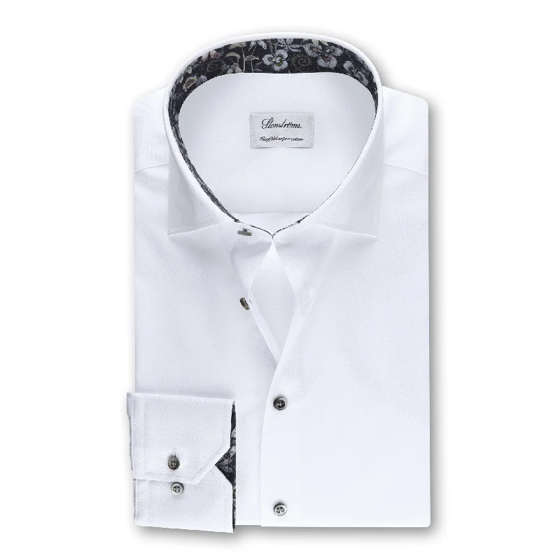 Price Slash White Contrast Twill Slimline Shirt - Stenströms