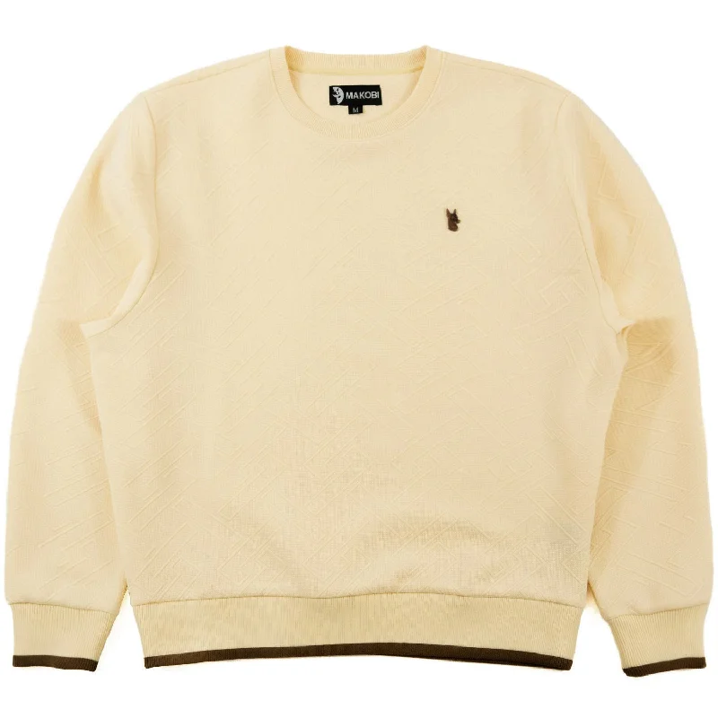 Weekend Discounts to Grab M4390 Beanchi Jacquard Crewneck - Natural
