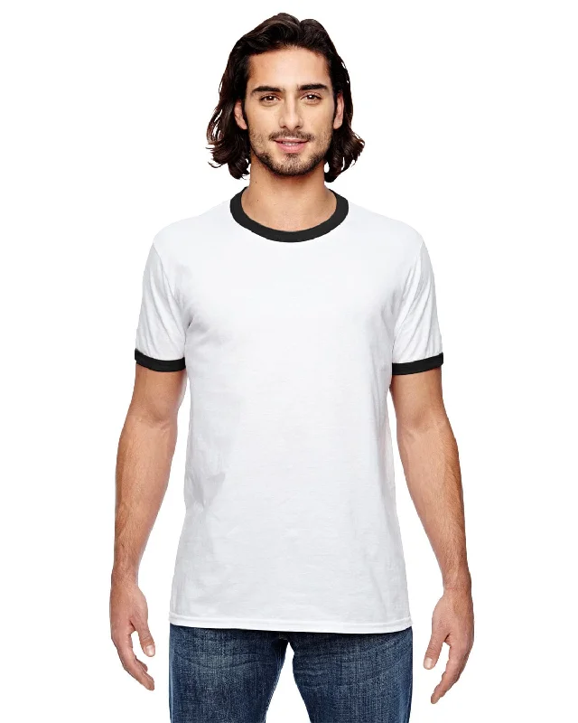 Closeout Anvil Lightweight Ringer T-Shirt | White/ Black