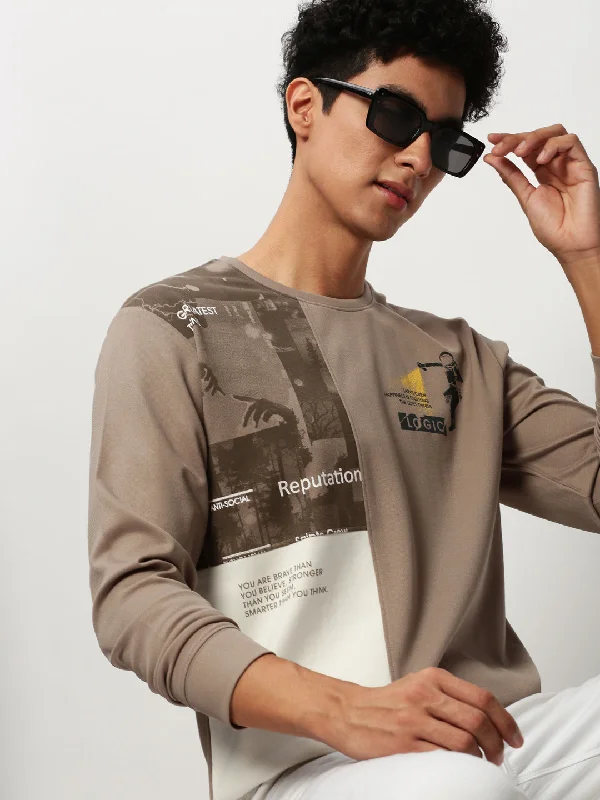 Closeout Men Brown Graphics Casual Sweatshirts