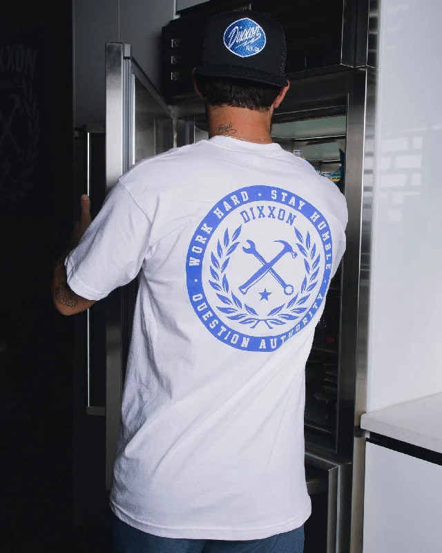 Year-End Clearance Branded T-Shirt - White & Blue
