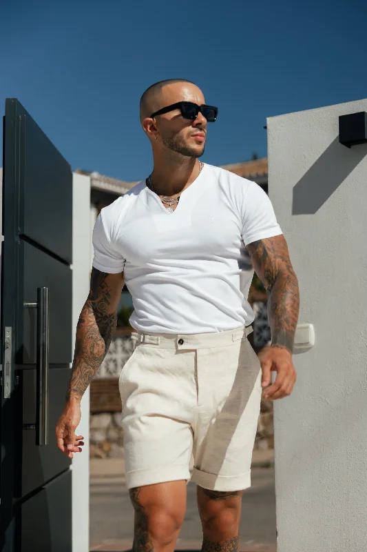 Exclusive Deal Father Sons Advanced V Neck Crew Short Sleeve White - FSH1011