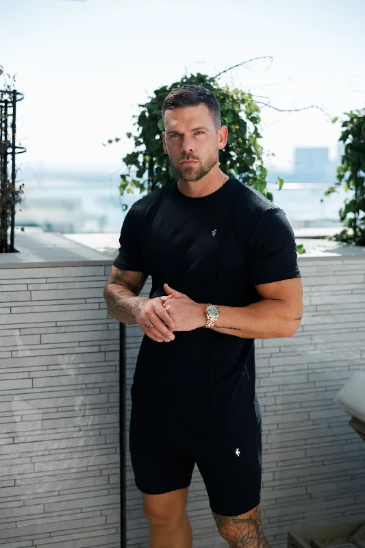 Final Sale Father Sons Black / Silver Crew T Shirt With Pintuck Detail - FSH1044
