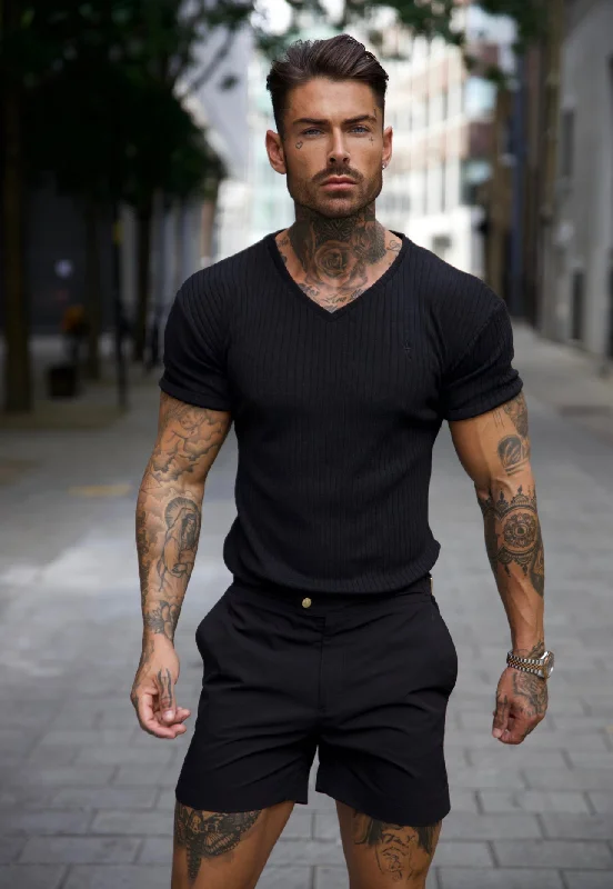 Special Discount Father Sons Classic Black With Black Emblem Ribbed V Neck -  FSH389