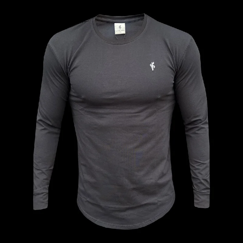 Weekend Offers That Excite Father Sons Classic Black / White Tonal Curved Hem Long Sleeve Crew T Shirt - FSH995 Weekend Offers That Excite Father Sons Classic Black / White Tonal Curved Hem Long Sleeve Crew T Shirt - FSH995