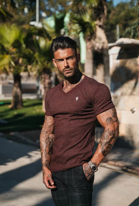 Huge Savings Father Sons Classic Burgundy / White V Neck Ribbed Short Sleeve - FSH768 Huge Savings Father Sons Classic Burgundy / White V Neck Ribbed Short Sleeve - FSH768