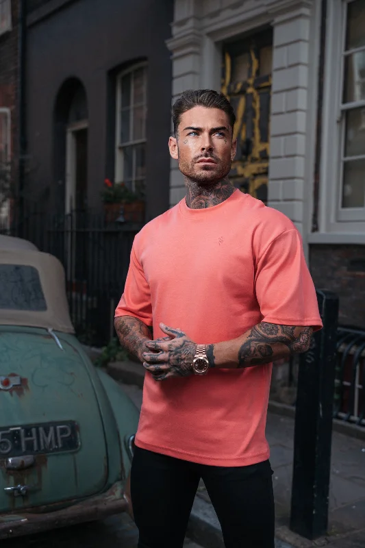 Exclusive Savings Father Sons Classic Coral Oversized Crew T Shirt - FSH863