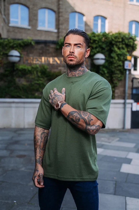 Anniversary Sale Father Sons Classic Khaki Oversized Crew T Shirt - FSH869