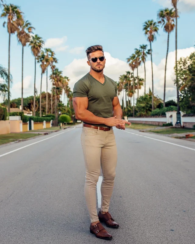 Weekend Special Father Sons Classic Khaki V Neck - FSH321