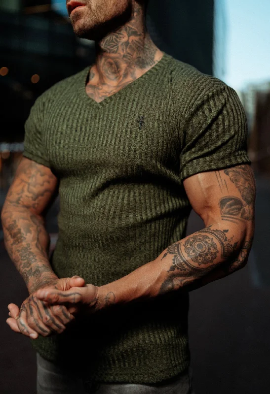 TIME-Limited Offer Father Sons Classic Khaki V Neck Ribbed Crew - FSH390