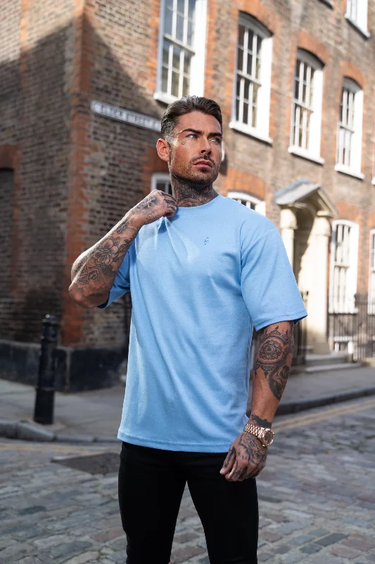 Take Advantage Father Sons Classic Light Blue Oversized Crew T Shirt - FSH872
