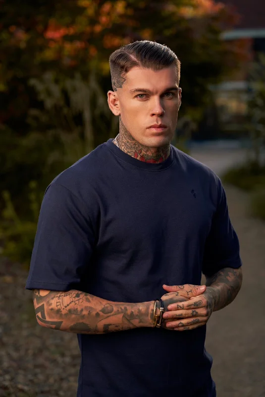 Best Bargains Father Sons Classic Navy Oversized Crew T Shirt - FSH866