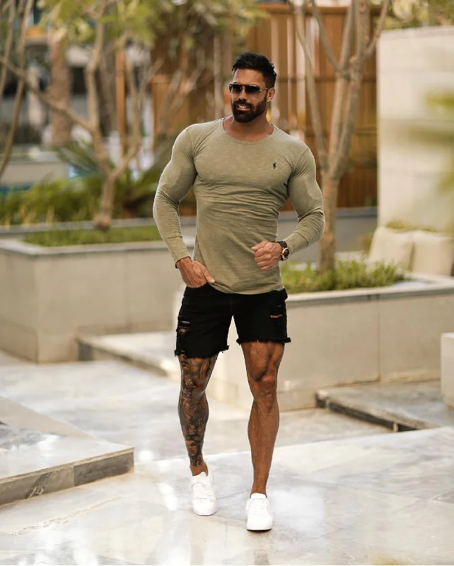 Major Savings Father Sons Khaki Slub Crew Long Sleeve With Cuff - FSH728