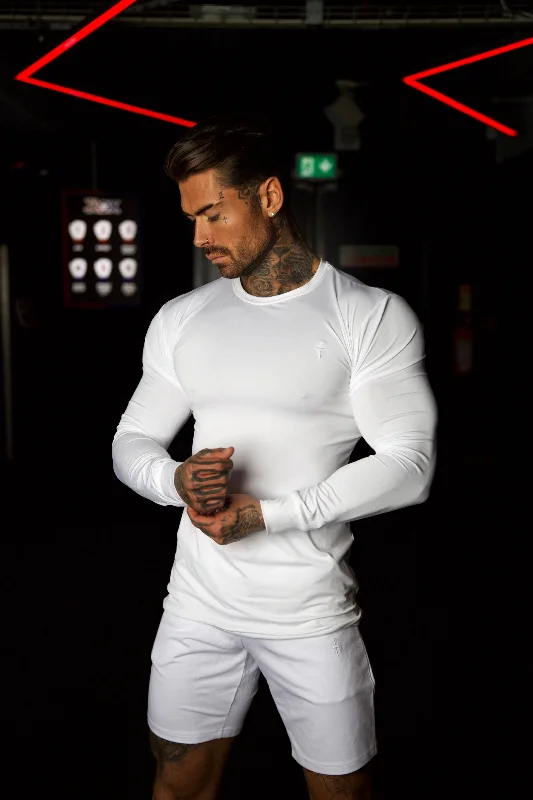 Online Exclusive Father Sons Long Sleeve White Tonal Gym Crew Top - FSH885