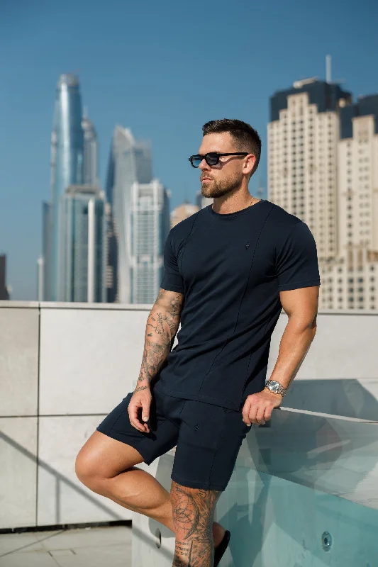 Holiday Sale Father Sons Navy Crew T Shirt With Pintuck Detail - FSH1048.