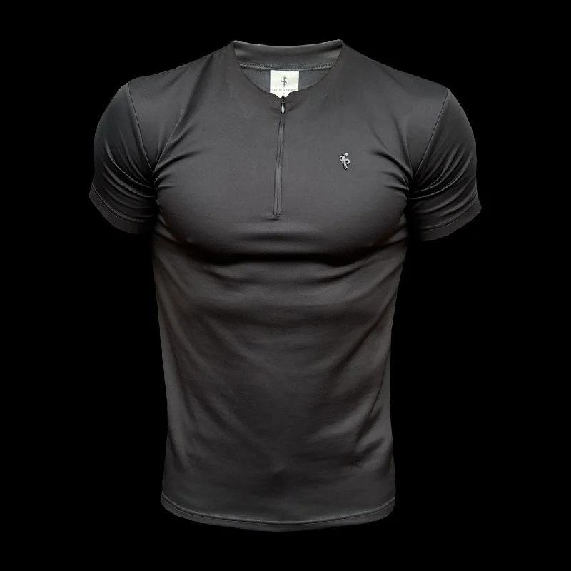 Weekend Offers That Shine Father Sons Scuba Black Crew T Shirt With Zip Detail Short Sleeve - FSH1031 Weekend Offers That Shine Father Sons Scuba Black Crew T Shirt With Zip Detail Short Sleeve - FSH1031