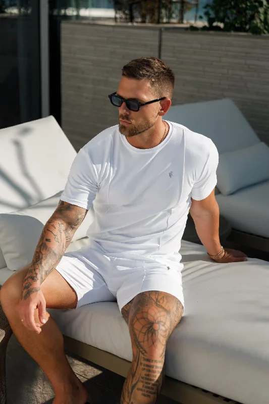 Weekend Flash Sale Father Sons White / Silver Crew T Shirt With Pintuck Detail - FSH1046