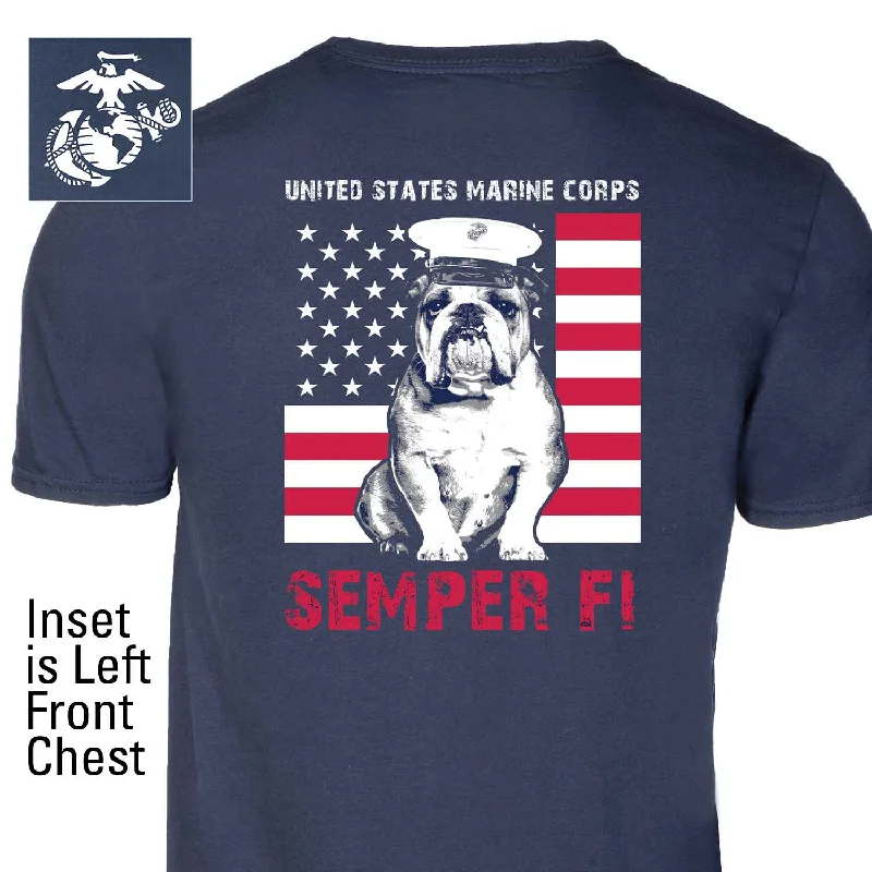 Make Your Weekend Count with Savings Dress Blues Bulldog Back With Left Chest T-shirt