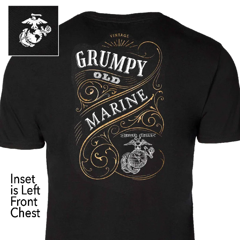 Price Cut Grumpy Old Marine Vintage EGA Back With Left Chest T-shirt