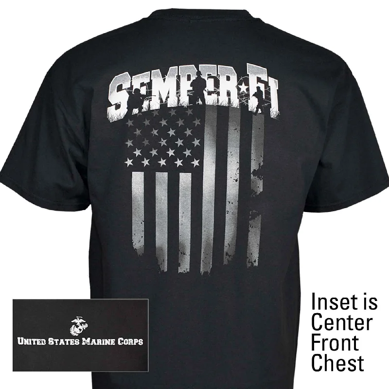 Time-Sensitive USMC Semper Fi Flag T-shirt White/Black