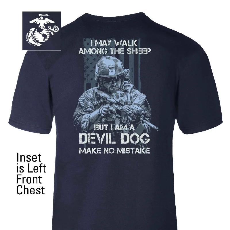Hurry Up Devil Dog Make No Mistake Back With Left Chest T-shirt