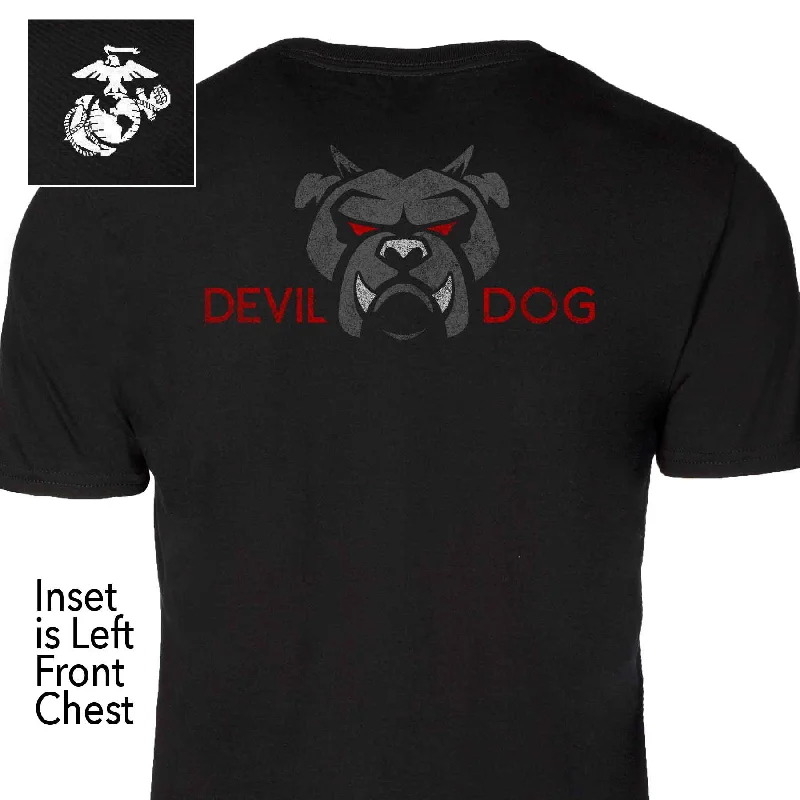 Overstock Sale Devil Dog Back With Left Chest T-shirt