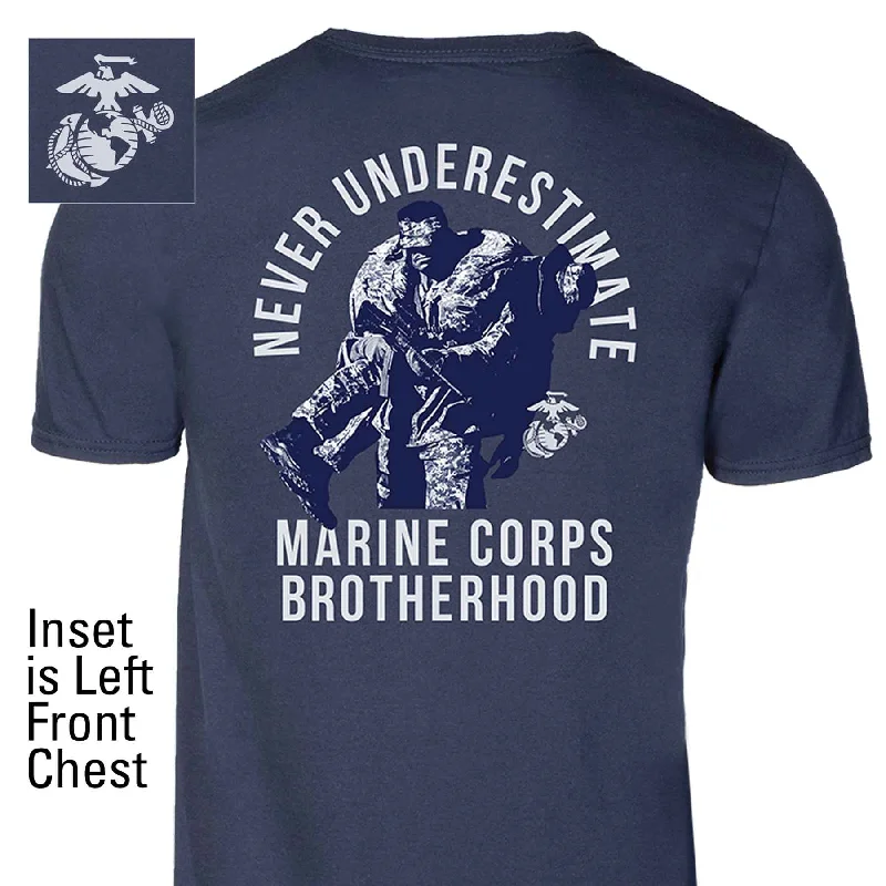 Super Sale USMC Marine Corps Brotherhood T-shirt 100% Cotton