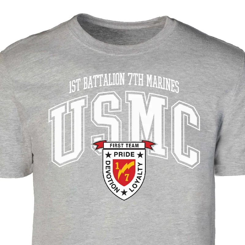 Sneak Peek Sale 1st Battalion 7th Marines Arched Patch Graphic T-shirt