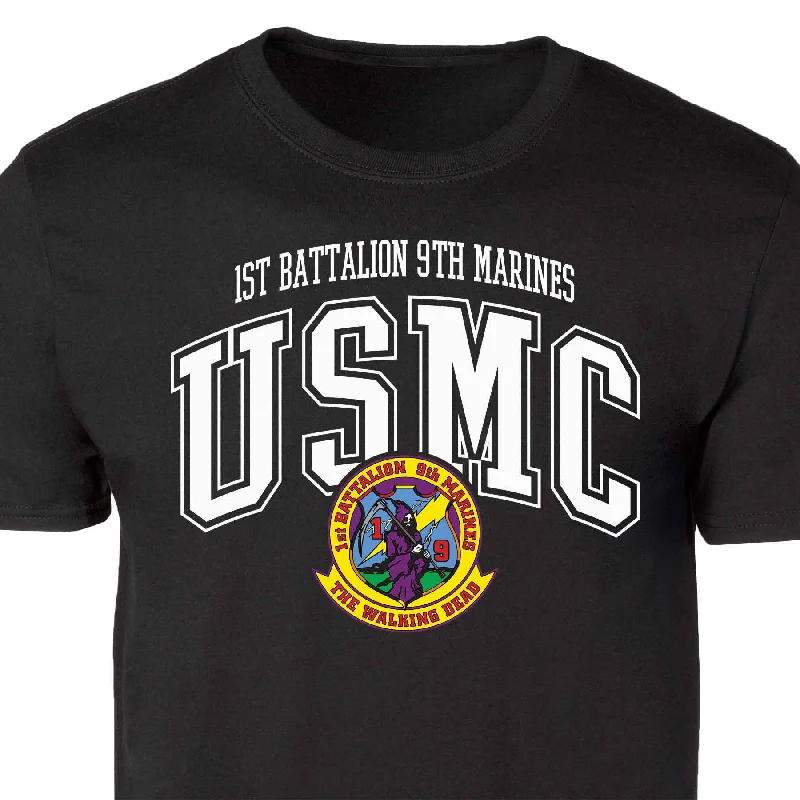 Deep Discounts 1st Battalion 9th Marines Arched Patch Graphic T-shirt