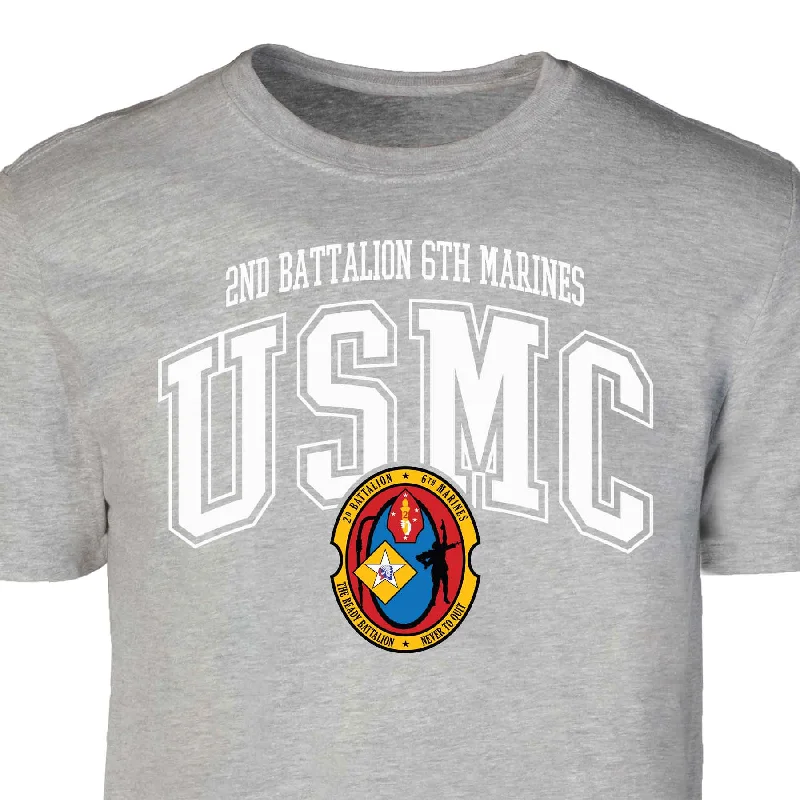 Clearance Sale 2nd Battalion 6th Marines Arched Patch Graphic T-shirt