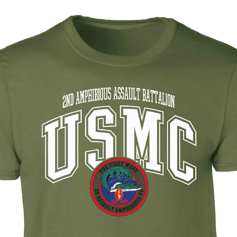Weekend Offers That Impress 2nd Assualt Amphibious Bn Arched Patch Graphic T-shirt