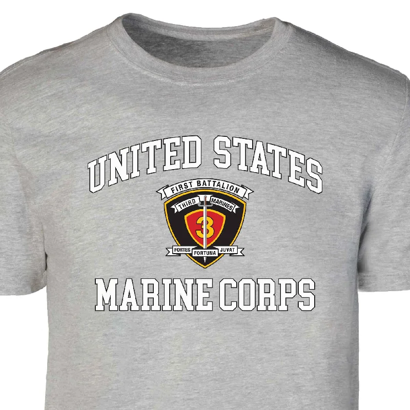 Hot Deal 1st Battalion 3rd Marines USMC  Patch Graphic T-shirt