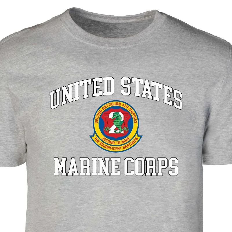 Super Bargain 2nd Battalion 4th Marines USMC Patch Graphic T-shirt