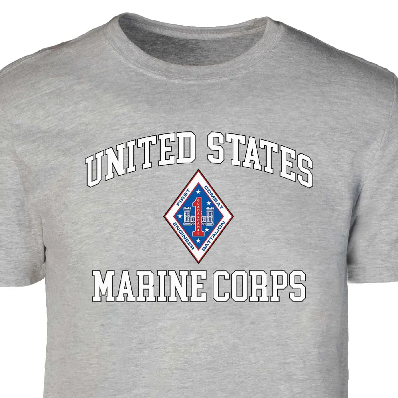 Blowout Deals 1st Combat Engineer Battalion USMC  Patch Graphic T-shirt