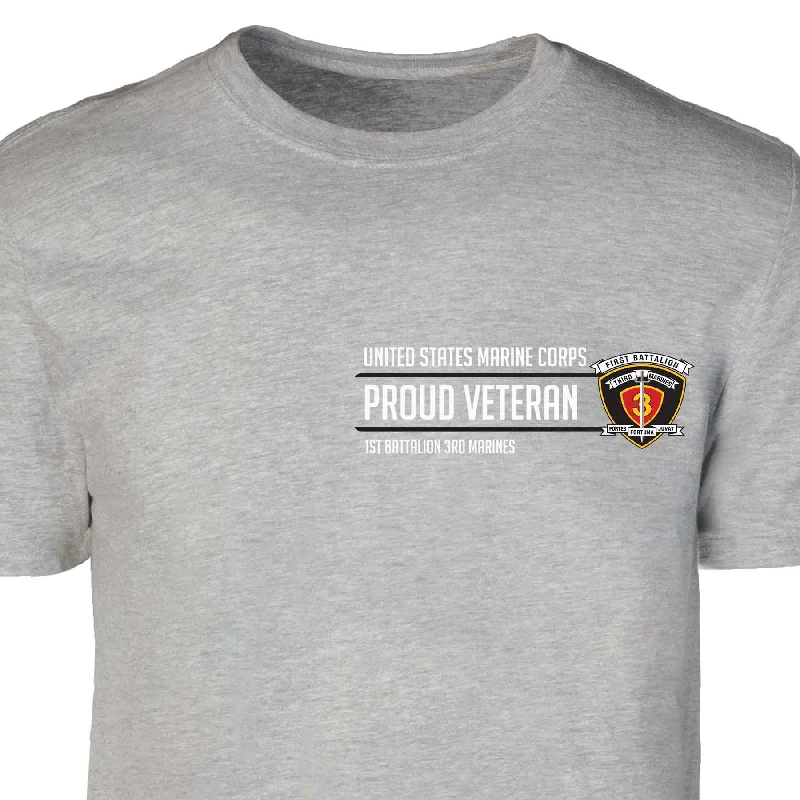Limited Stock 1st Battalion 3rd Marines Proud Veteran Patch Graphic T-shirt