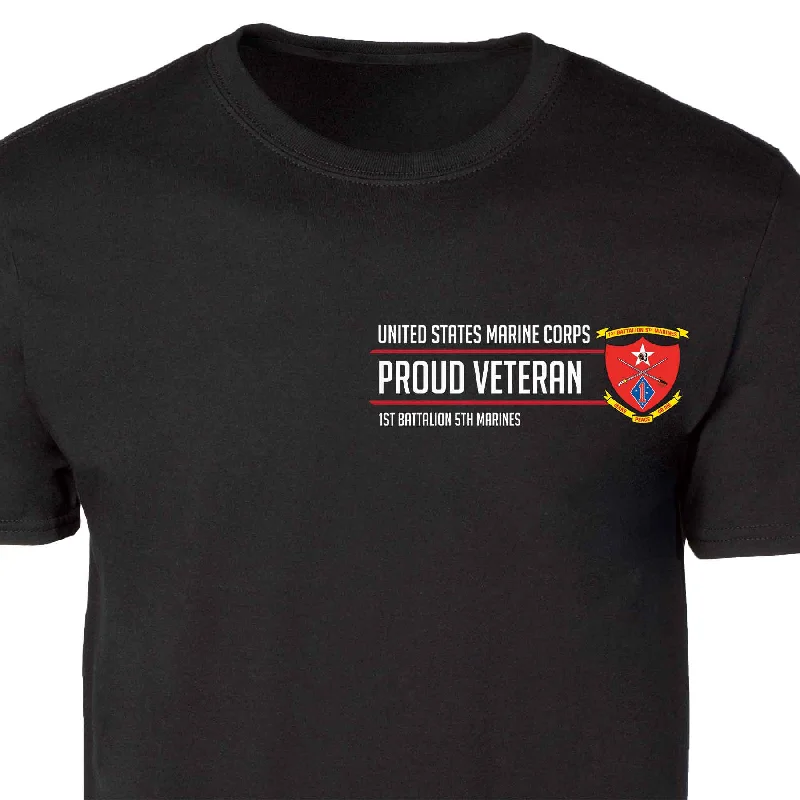 Clearance Event 1st Battalion 5th Marines Proud Veteran Patch Graphic T-shirt