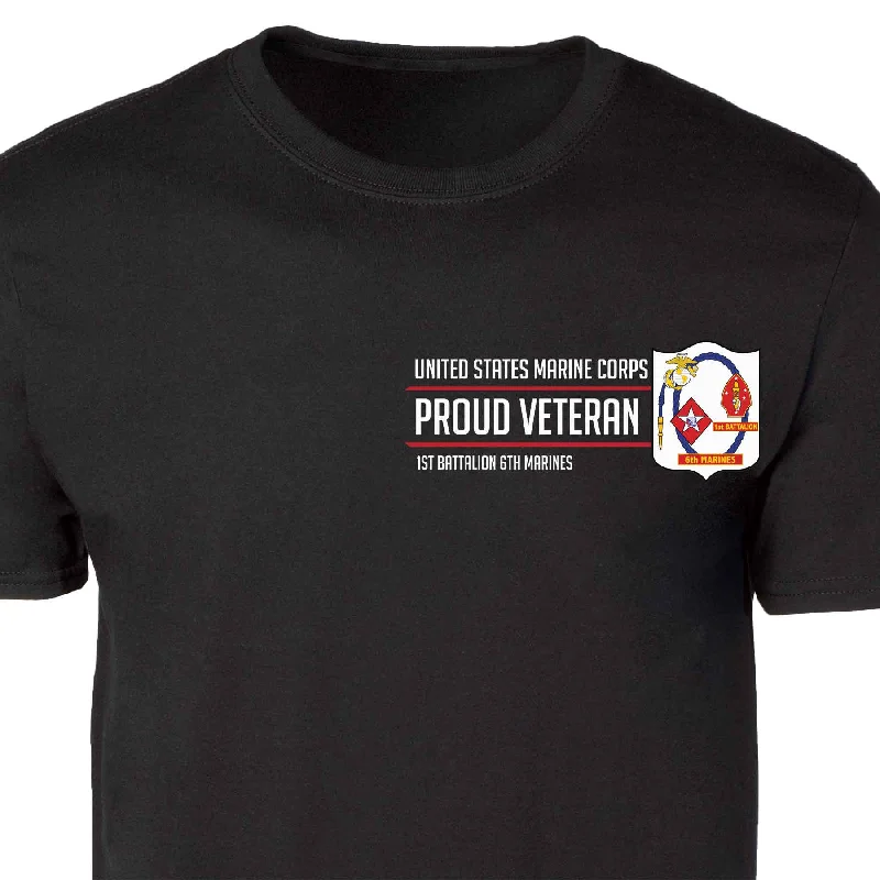 Limited Quantity 1st Battalion 6th Marines Proud Veteran Patch Graphic T-shirt