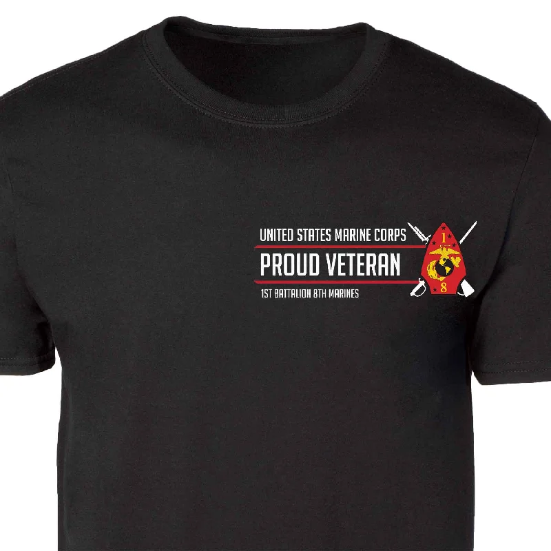 Bargain Blast 1st Battalion 8th Marines Proud Veteran Patch Graphic T-shirt