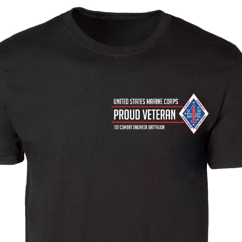 TIME-Limited Offer 1st Combat Engineer Battalion Proud Veteran Patch Graphic T-shirt